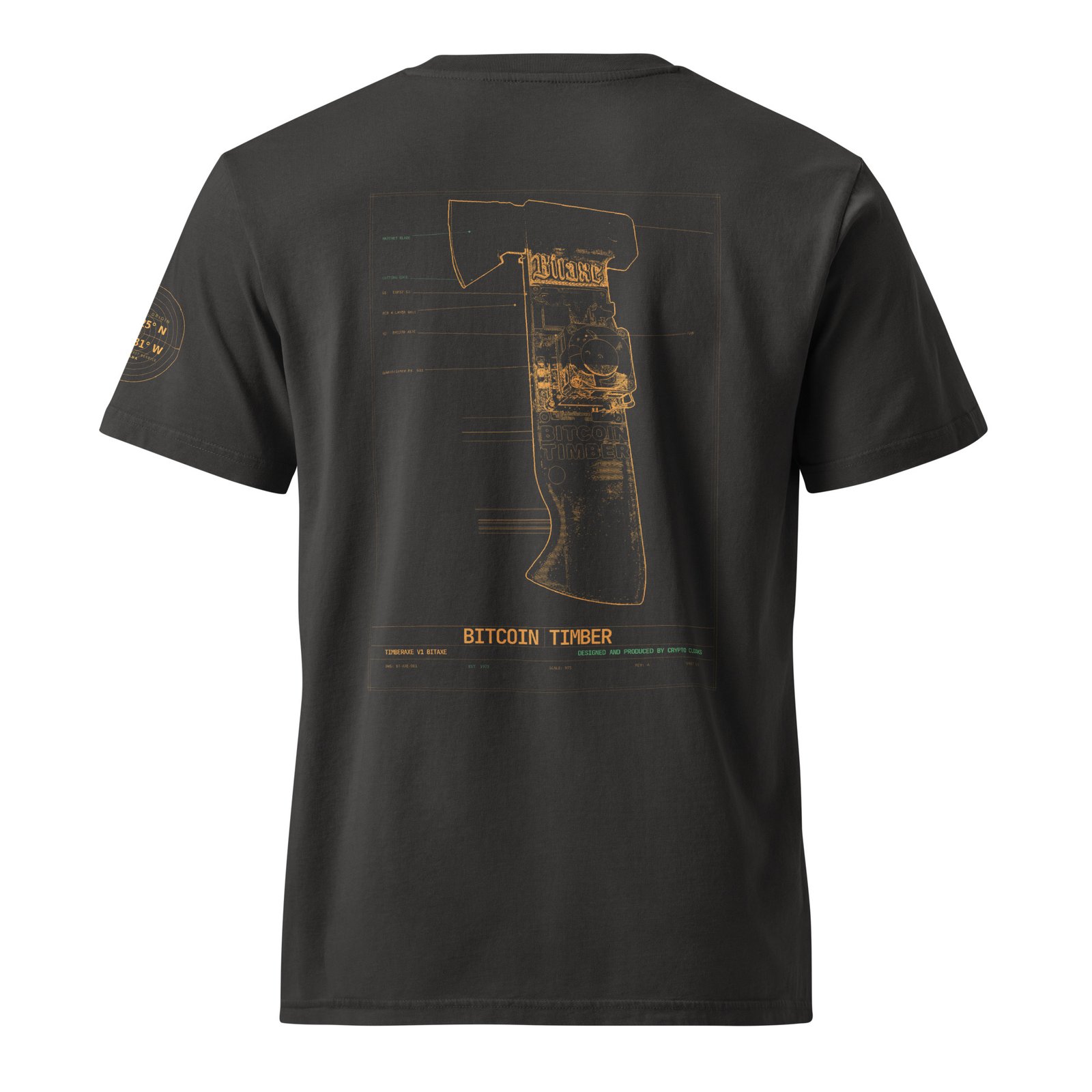 Garment-dyed tee, growth-ring back print